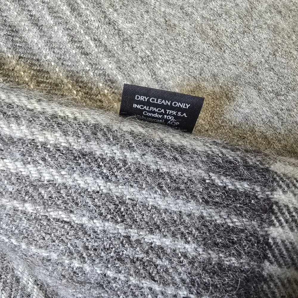 Tumi Baby Alpaca Scarf Gray Stripe Fringe 66